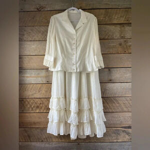 Cattle Kate 2pc Set 100% Silk Women’s L/XL Wedding Set Western Skirt/Blouse